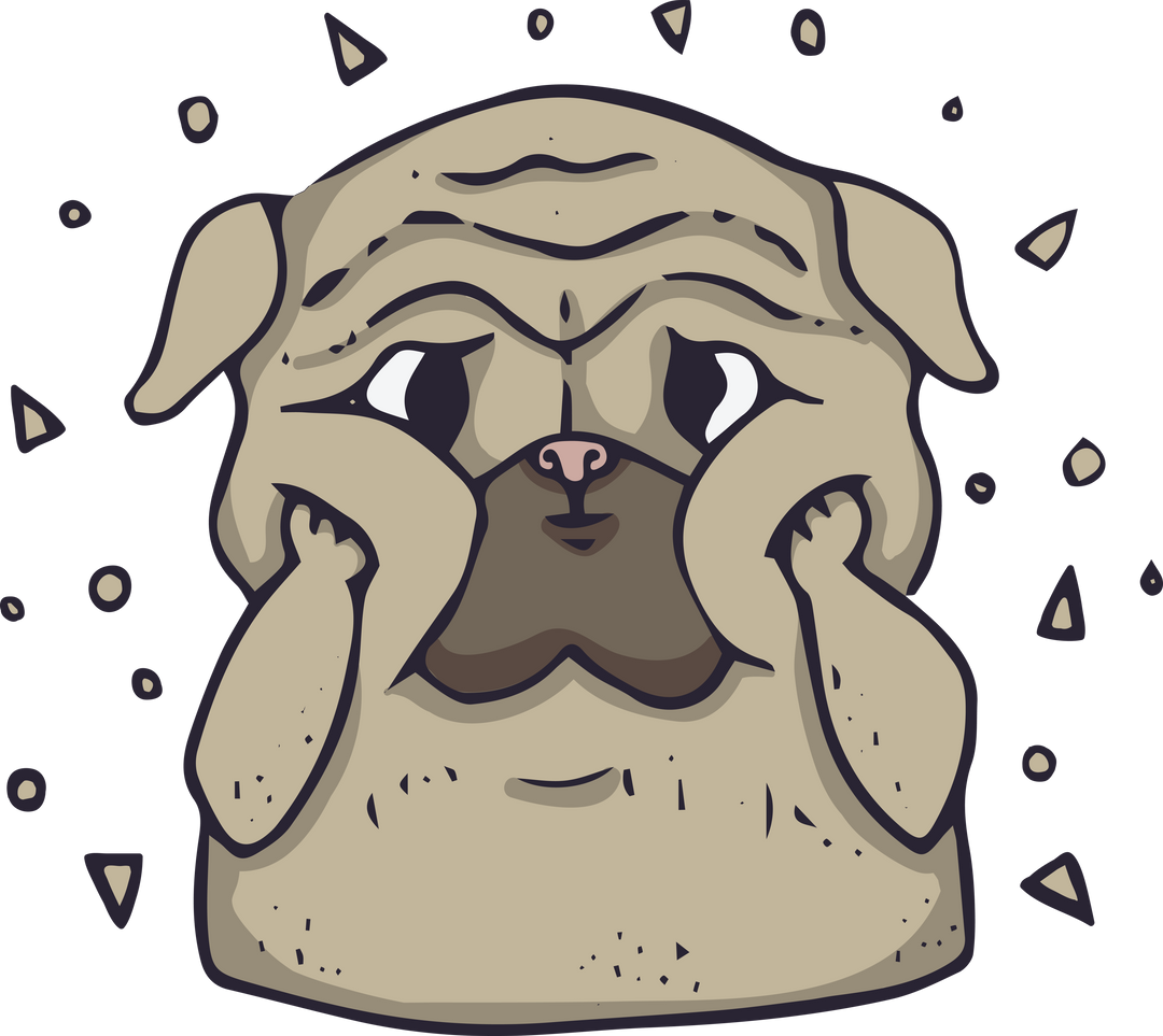 Cute Cartoon Pug Holding Face Illustration on Transparent Background - Download Free Stock Images Pikwizard.com