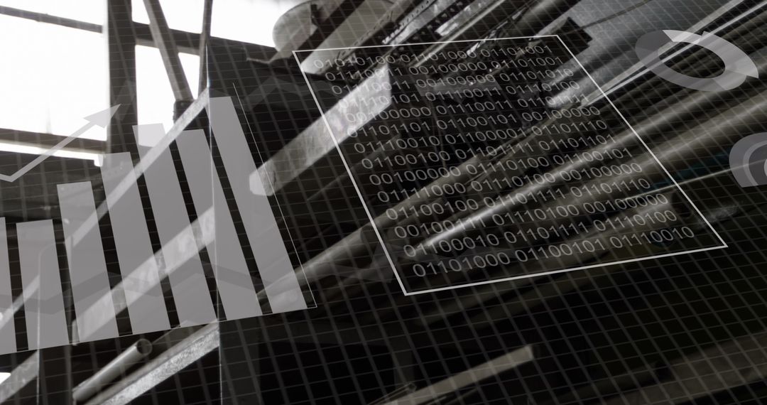 Financial Data Overlay on Industrial Warehouse Business Technology