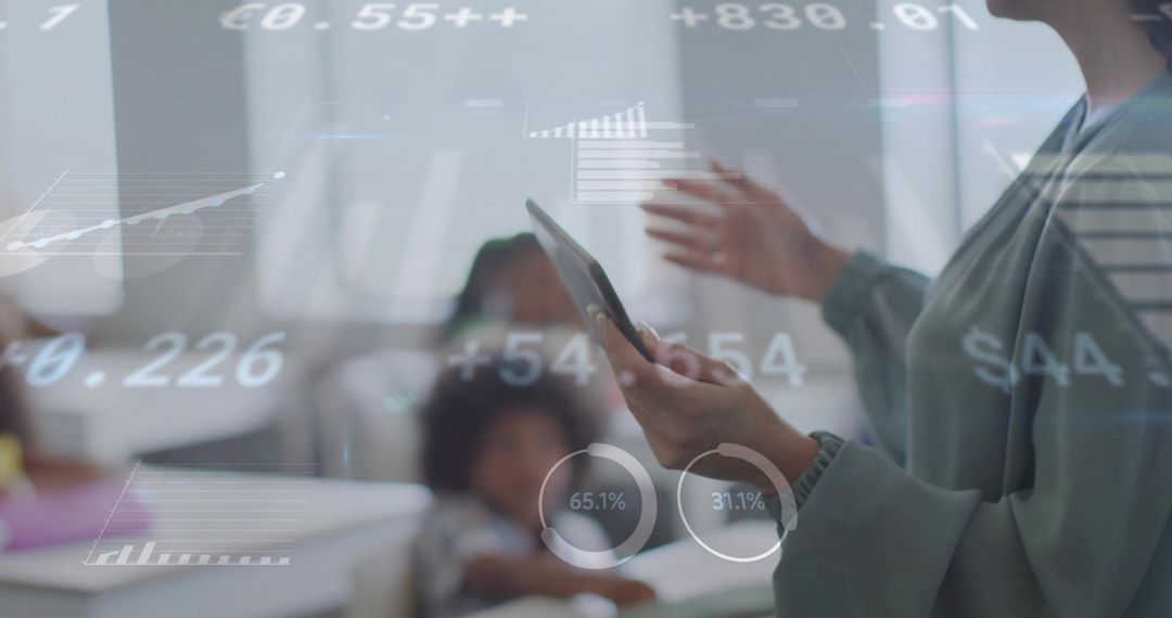Instructor Using Tablet for Interactive Classroom Teaching