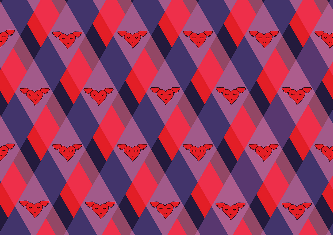 Colorful Heart Wing Patterns on Transparent Background