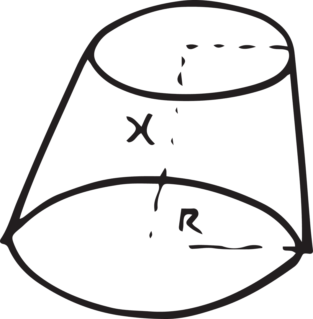 Transparent Geometric Cone with Markings Illustrating Dimensions