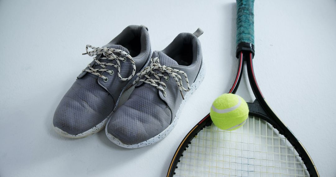 Close Up of Tennis Shoes and Equipment on White Background - Free Images, Stock Photos and Pictures on Pikwizard.com