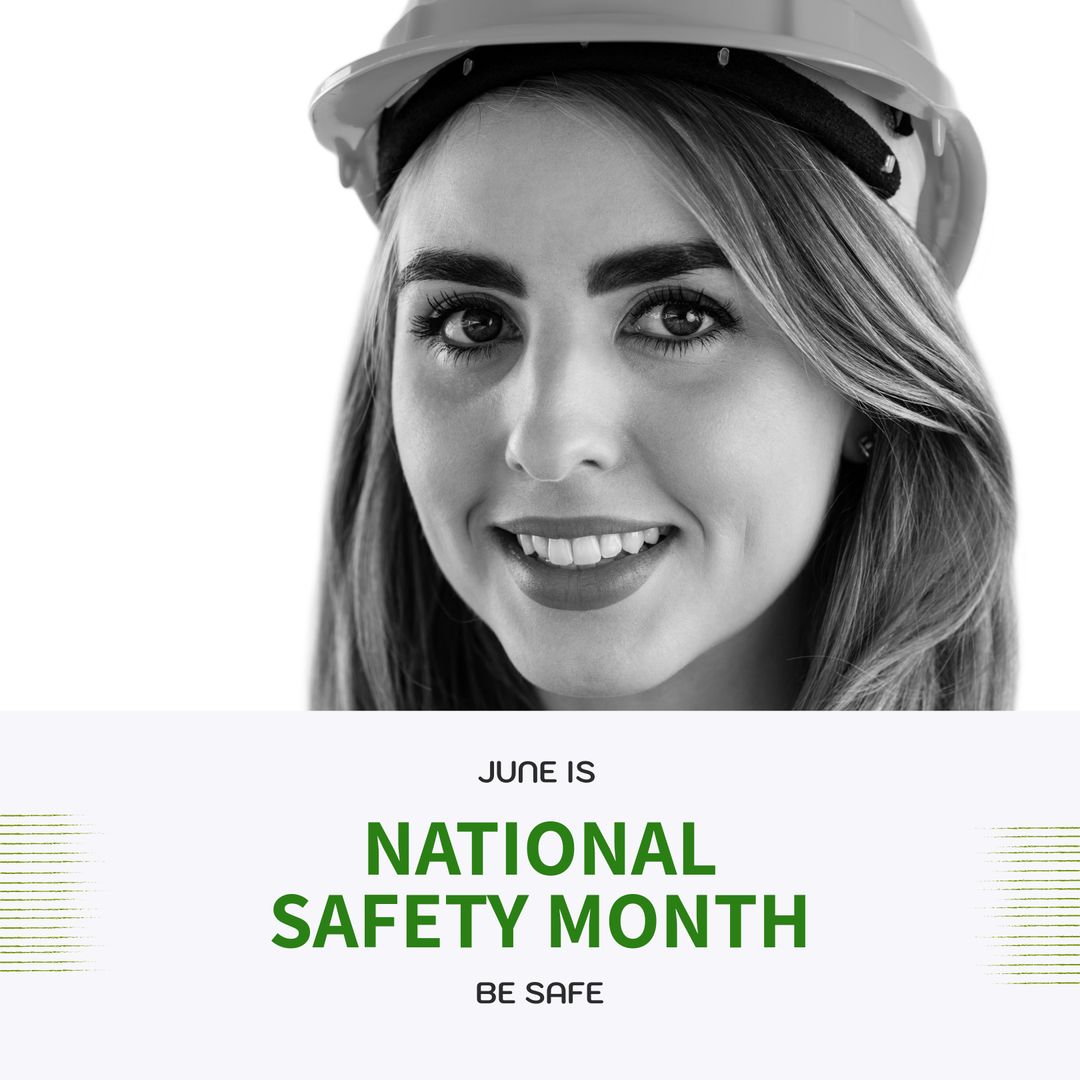 National Safety Month Promotion with Woman in Safety Helmet - Download Free Stock Templates Pikwizard.com