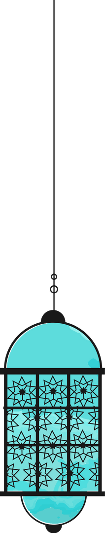 Transparent Lantern Design Hanging on Chain with Teal Star Pattern