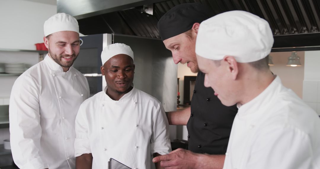 Professional Chefs Discussing Recipes in a Commercial Kitchen - Free Images, Stock Photos and Pictures on Pikwizard.com