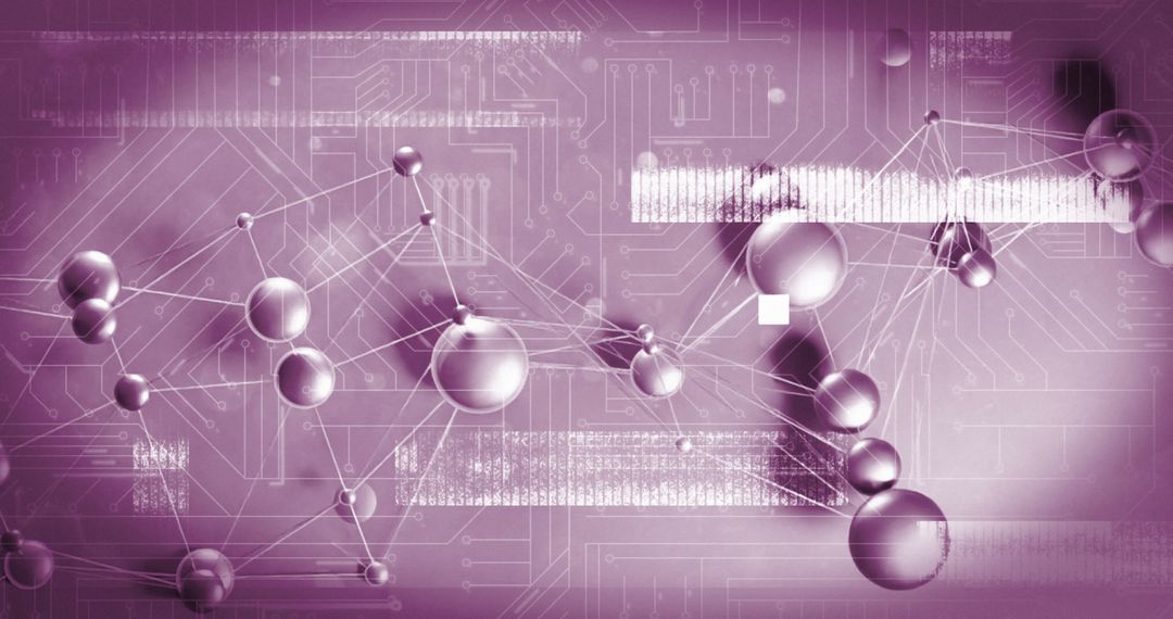 Abstract Tech Network with 3D Spheres on Pink Background