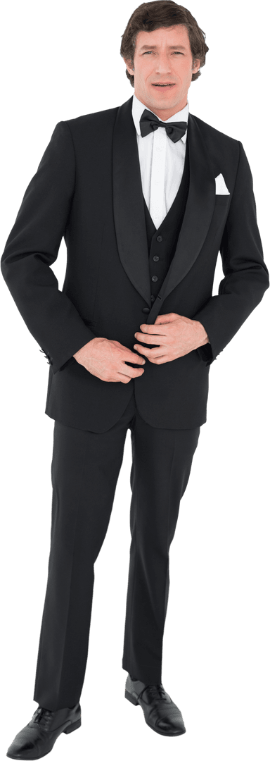 Elegant Gentleman in Black Tuxedo on Transparent Background