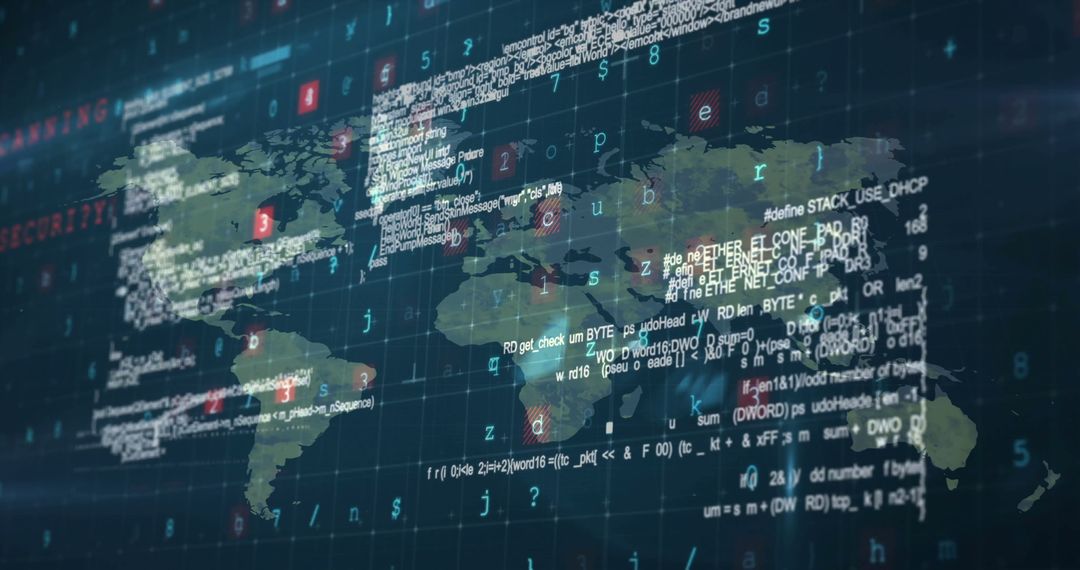 Global Cybersecurity Threats Highlighted Over World Map