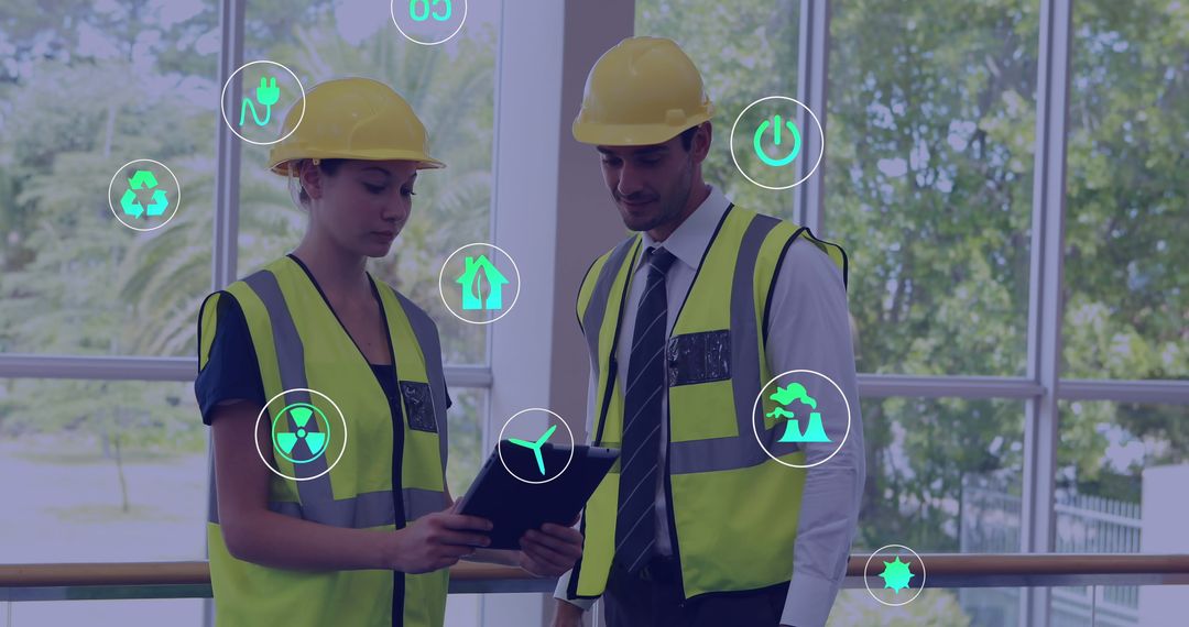 Engineers Discussing Sustainable Innovations Indoors