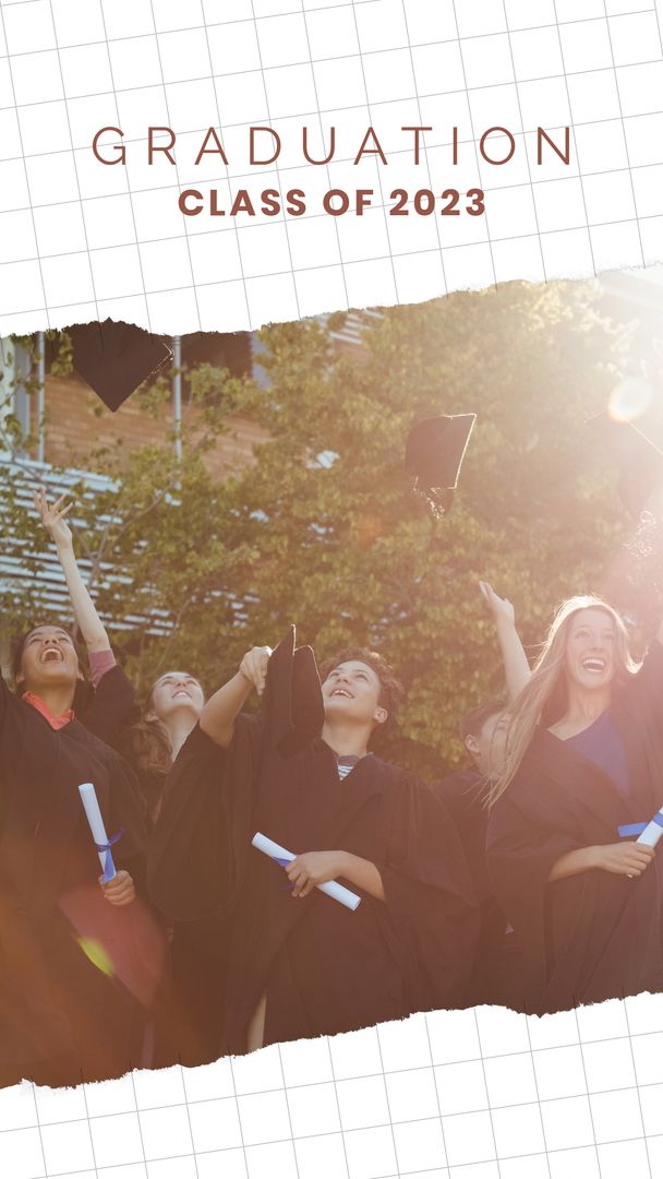 Graduates Celebrating Outdoors Throwing Caps in the Air - Download Free Stock Templates Pikwizard.com