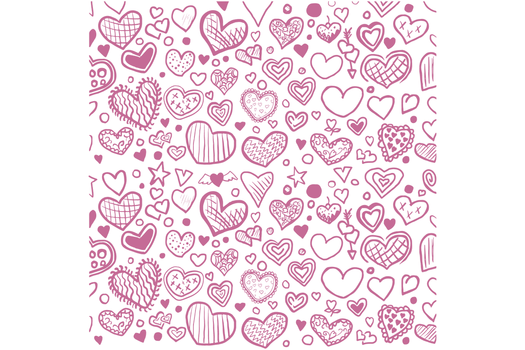 Pink Hearts Pattern on Transparent Background