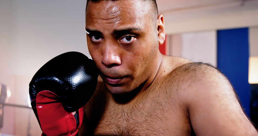 Focused Boxer Preparing for Fight in Boxing Ring - Free Images, Stock Photos and Pictures on Pikwizard.com