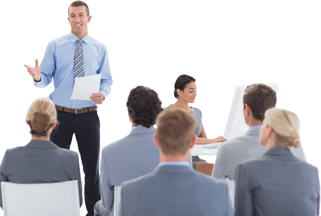 Transparent Diverse Business Meeting and Presentation on Background