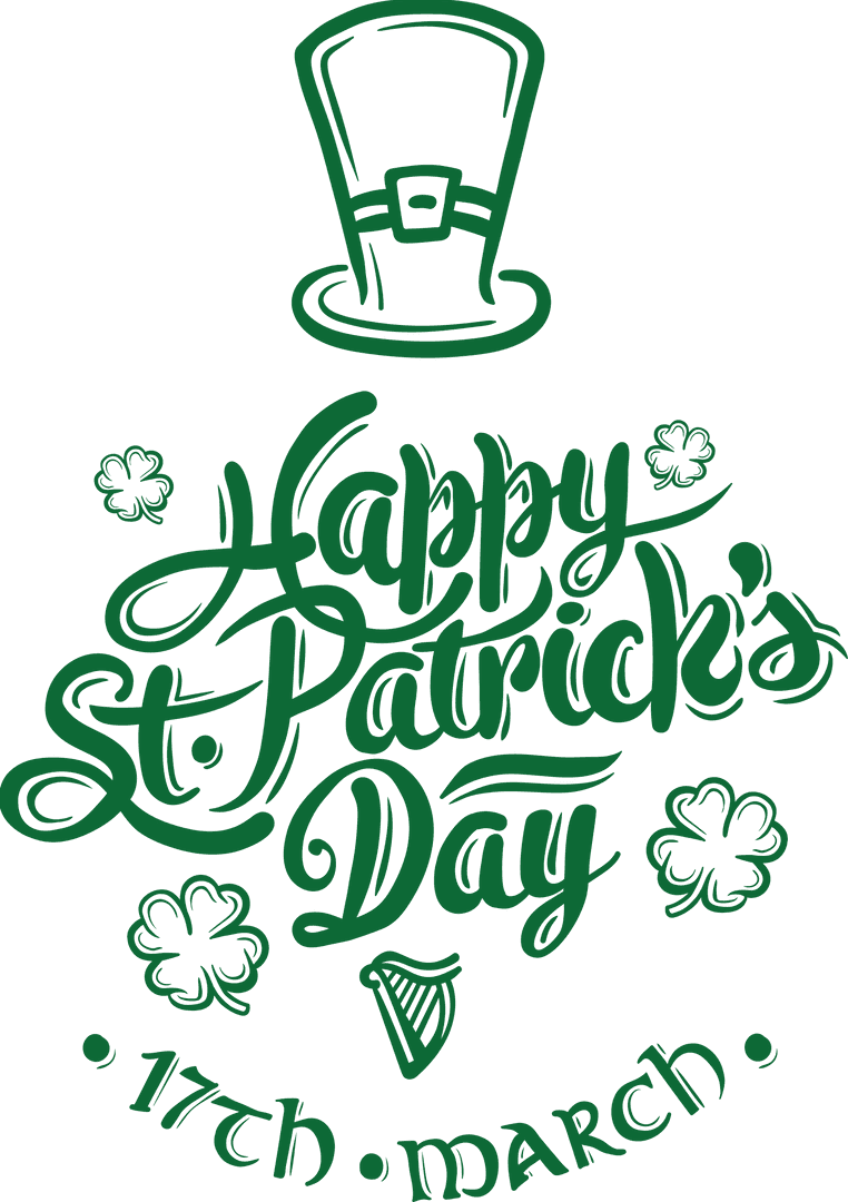 St. Patrick’s Day Greeting Design on Transparent Background