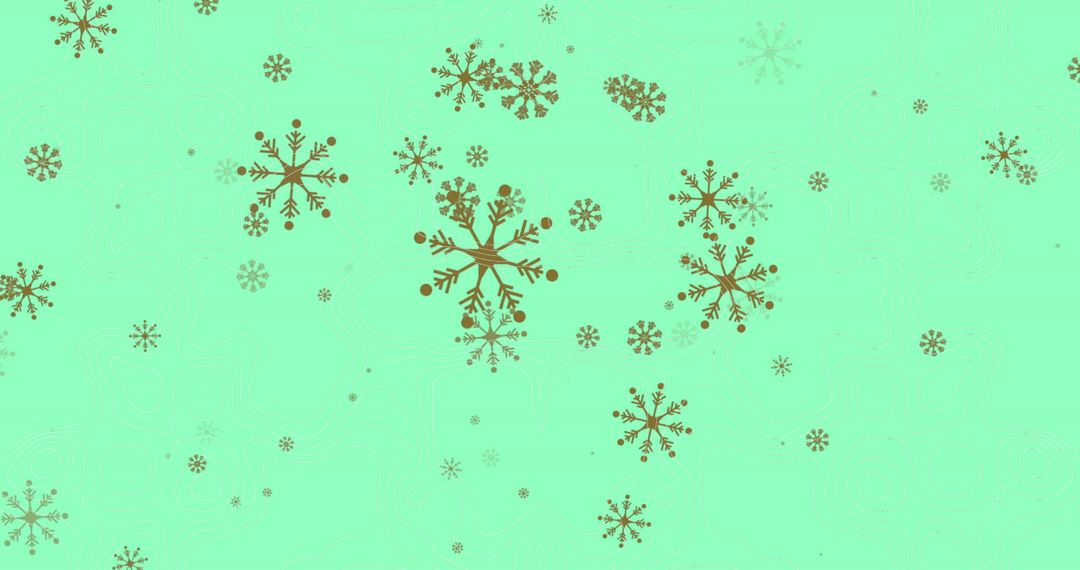 Gold Snowflakes on Mint Green Background for Festive Elegance