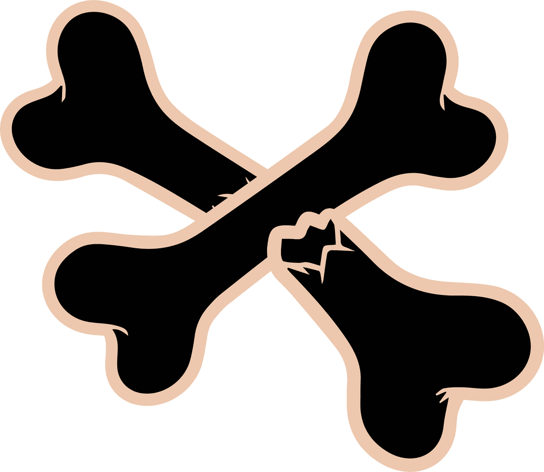 Crossed Bones with Beige Border on Transparent Backdrop