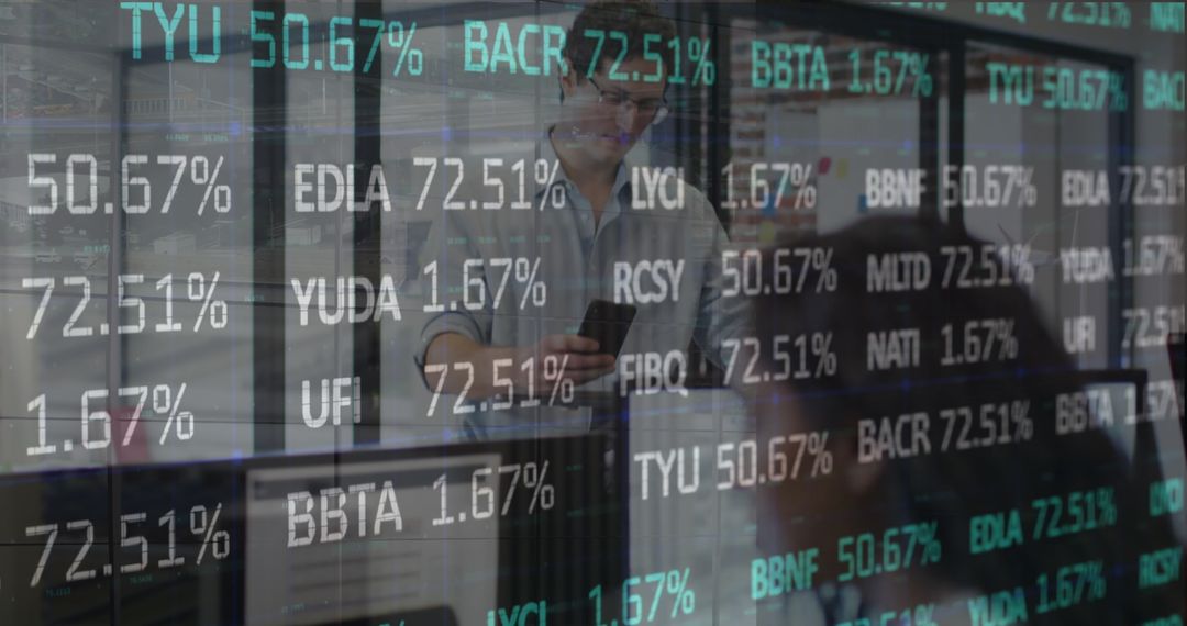 Business Professionals Analyzing Digital Financial Data in Office Environment