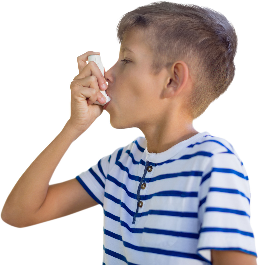 Young Boy Using Asthma Inhaler, Transparent Background - Download Free Stock Images Pikwizard.com