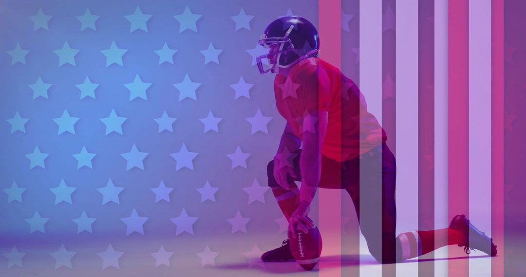 American Football Player Kneeling with USA Flag Reflection - Free Images, Stock Photos and Pictures on Pikwizard.com