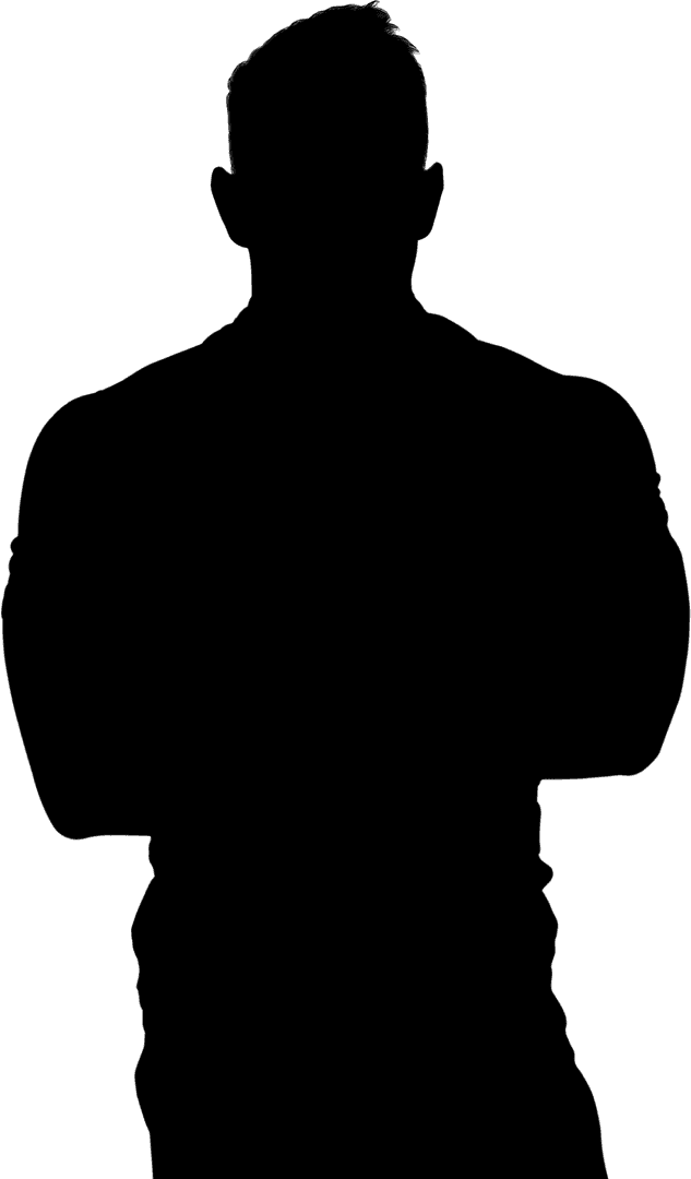 Muscular Man Silhouette with Folded Arms on Transparent