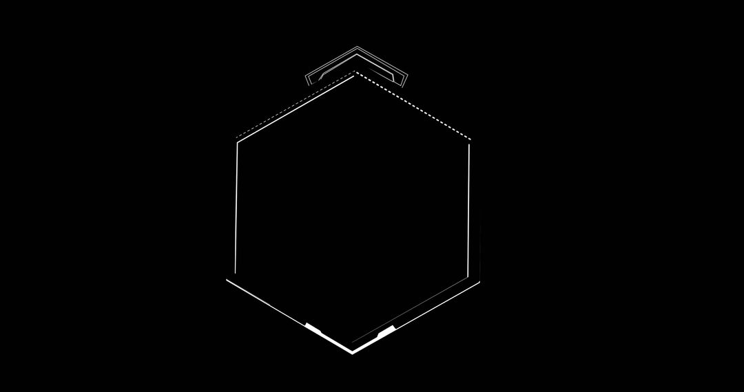 Abstract White Hexagon on Black Background