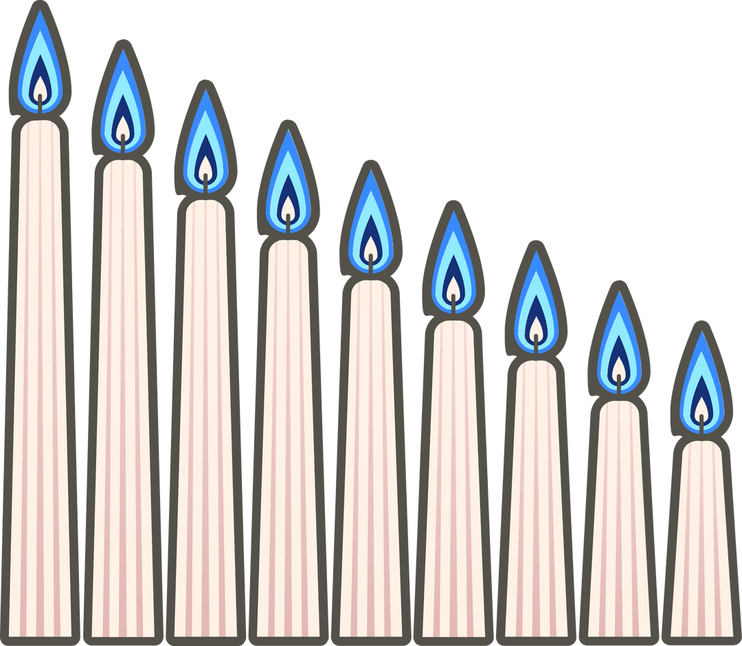 Descending Blue Flaming Tapers on Transparent Setting