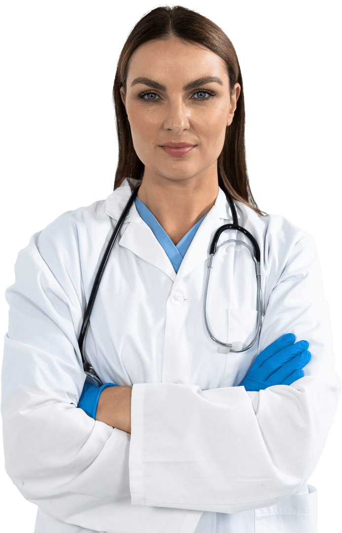 Transparent Confident Female Healthcare Professional with Stethoscope