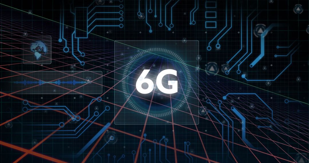 6G Concept with Circuit Board and Global Connections Visualization