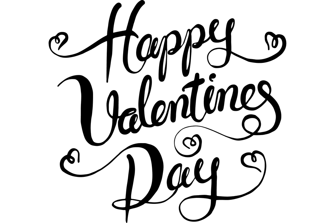 Happy Valentine's Day Elegant Script on Transparent Background