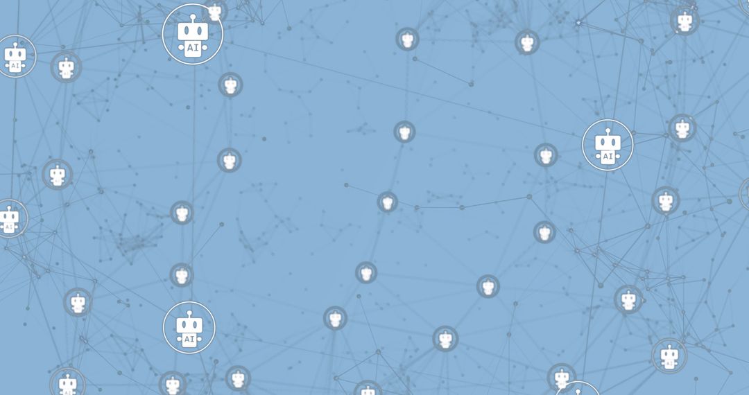 Robot Icons on Blue Background Representing Artificial Intelligence Concepts