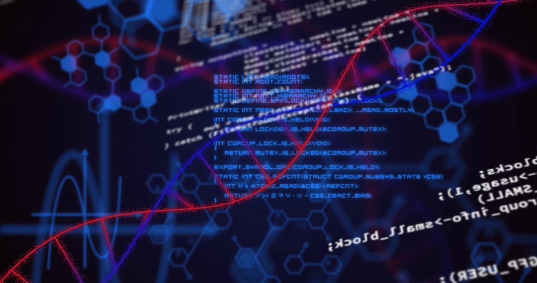 Abstract Digital DNA Helix with Hexagonal Patterns and Code