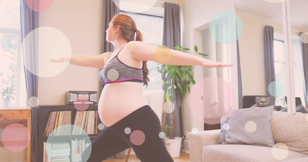 Pregnant Woman Practicing Yoga at Home for Healthy Pregnancy - Free Images, Stock Photos and Pictures on Pikwizard.com