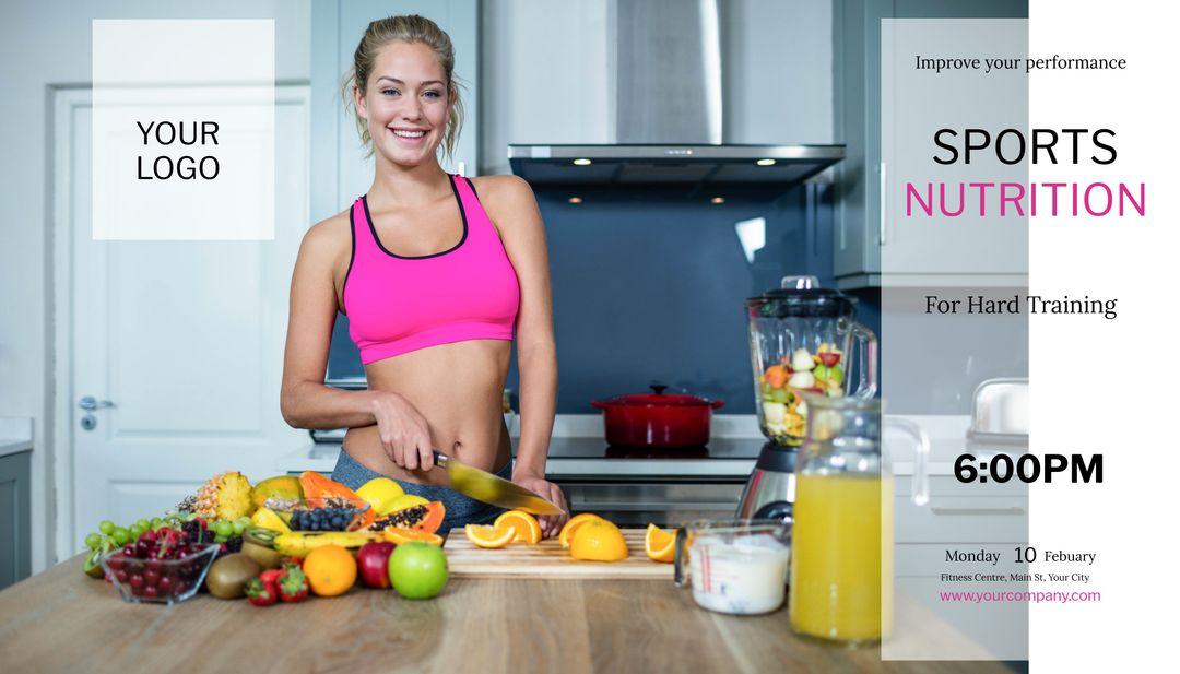 Active Woman Preparing Fruits in Modern Kitchen for Healthy Living