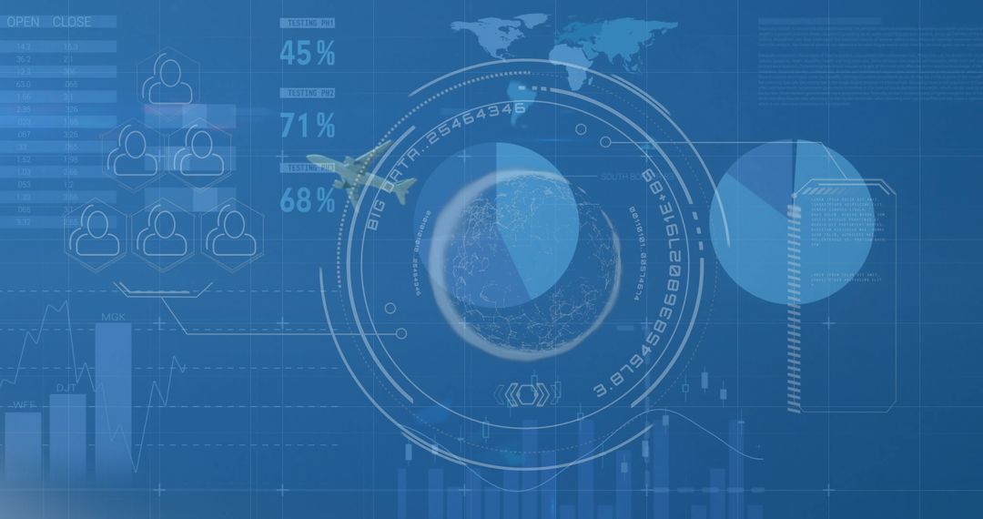 Futuristic Data Analysis Dashboard with Globe and Technology Elements