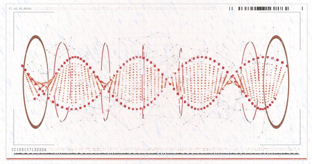 Abstract Data Network with Red Nodes and Brown Rings