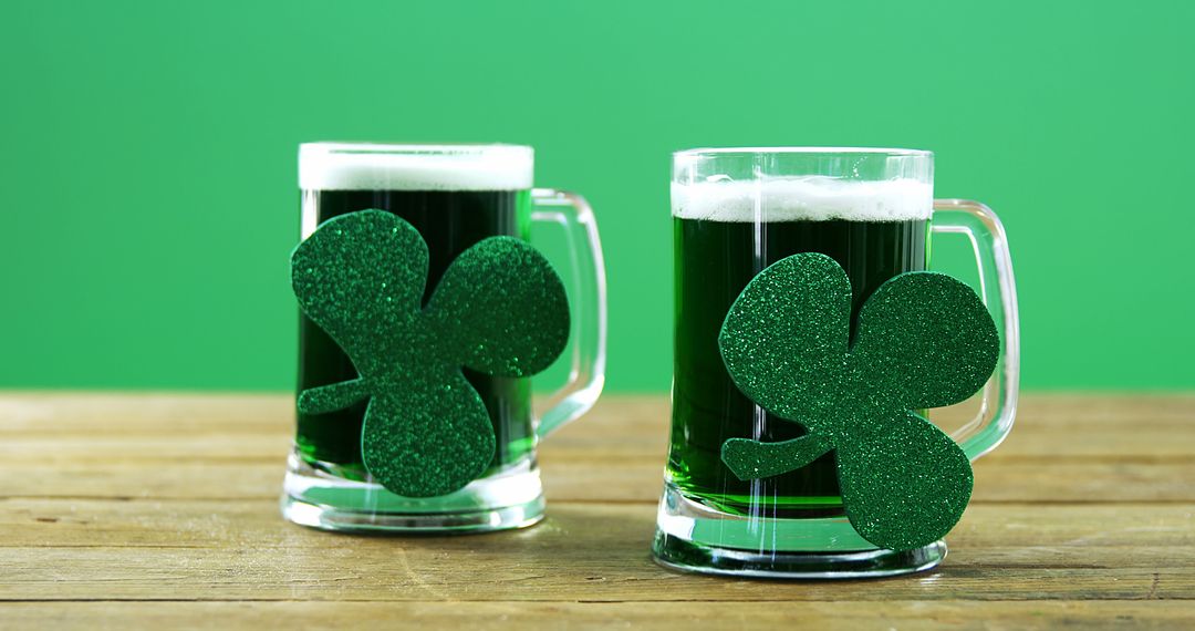 Festive St. Patrick's Day Green Beer with Shamrocks - Free Images, Stock Photos and Pictures on Pikwizard.com