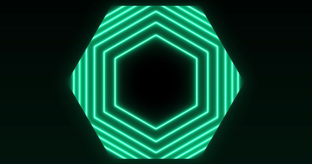 Glowing Green Hexagon Pattern on Black Background