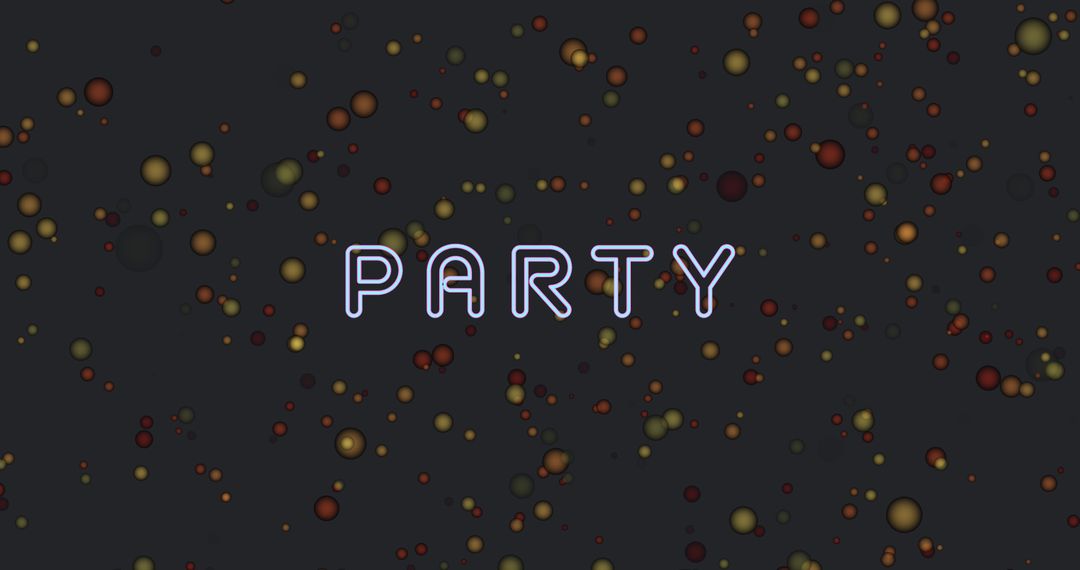 Neon Party Sign with Colorful Bokeh Background