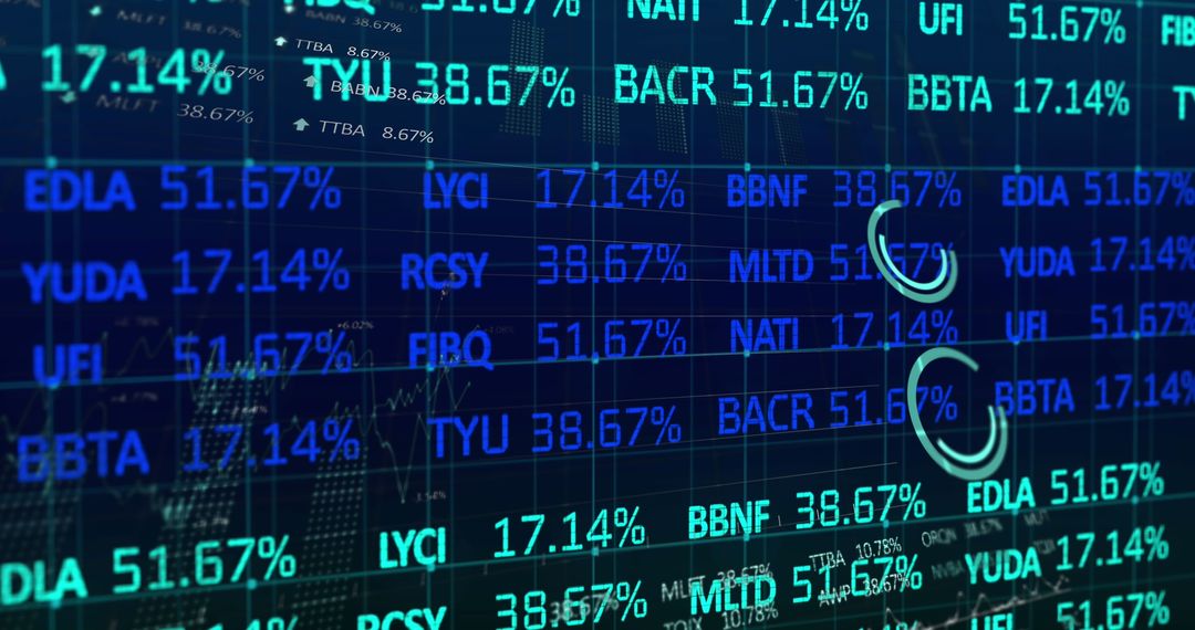 Digital Stock Market Grid Display Showcasing Real-Time Financial Data