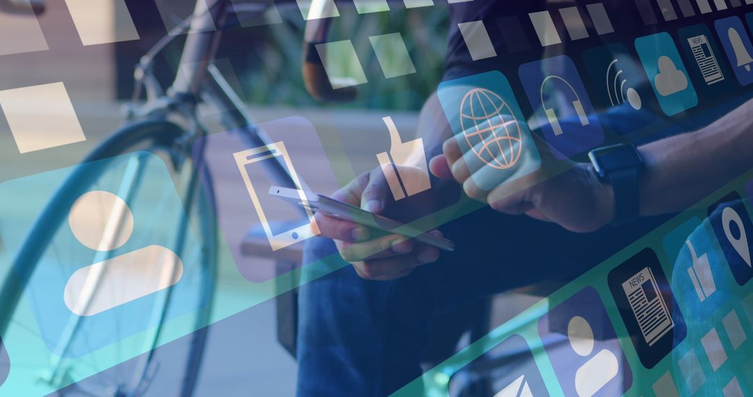 Man Engaged in Social Media Networking on Smartphone