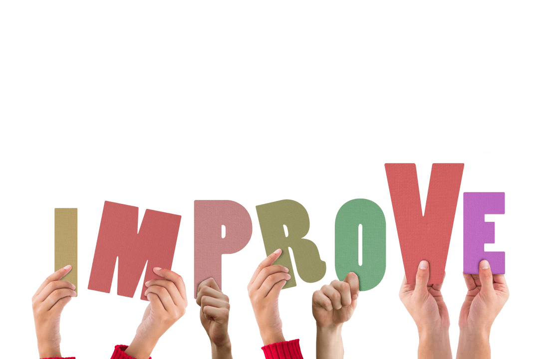 People Holding Transparent Letters Forming Word Improve