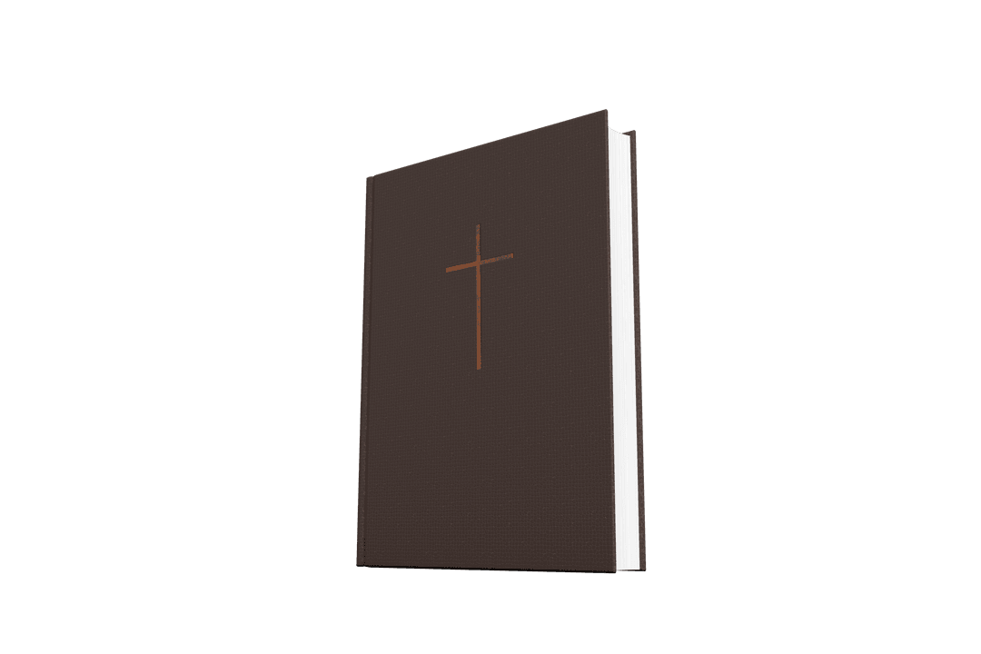 Transparent Isolated Book with Cross Illustration on Cover