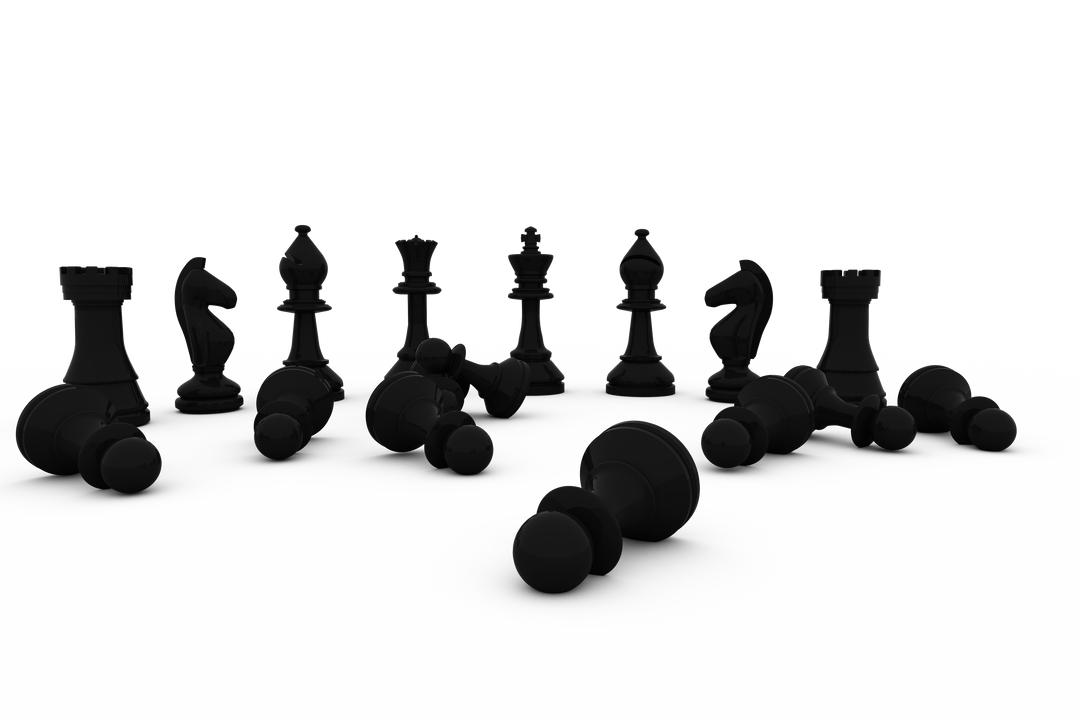 Black Chess Pieces Fallen and Standing on a Transparent Background - Download Free Stock Images Pikwizard.com