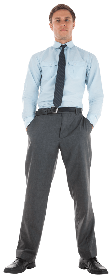 Serious Businessman Standing Confidently with Transparent Background
