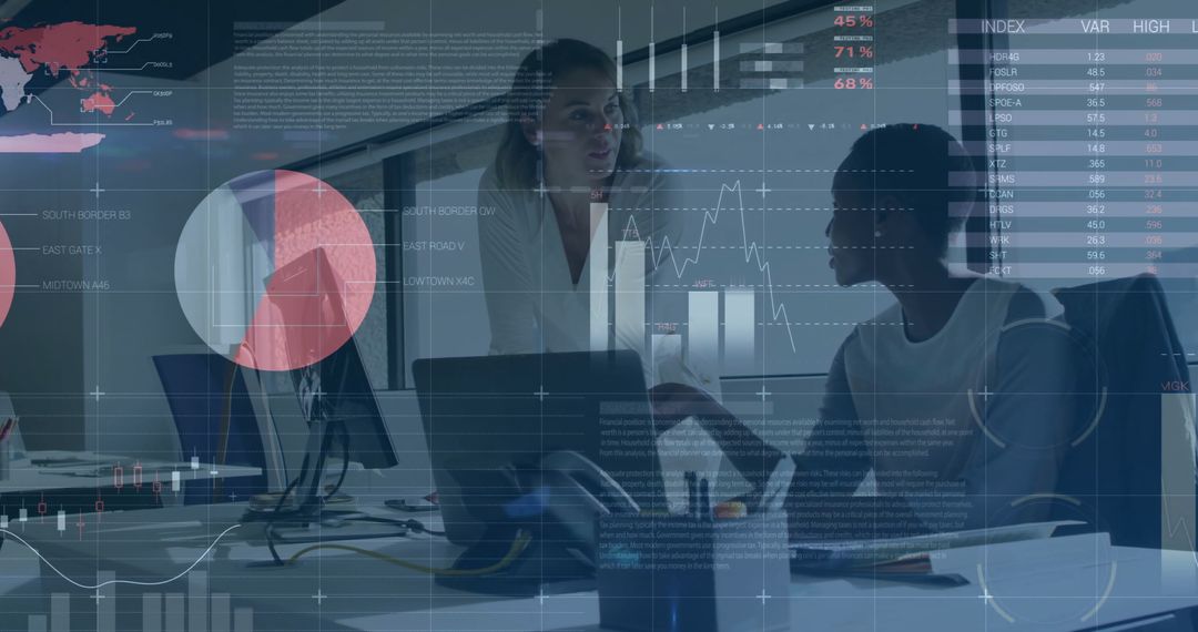 Financial Team Analyzing Global Economic Data in Modern Office