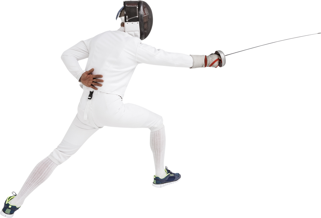 Fencer in Full Gear Engaged in Sport Practice on Transparent Background - Download Free Stock Images Pikwizard.com