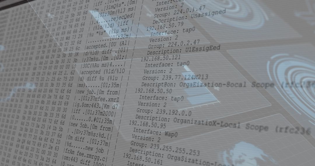 Digital Interface Data Streams with Hex Code and Graphical Context