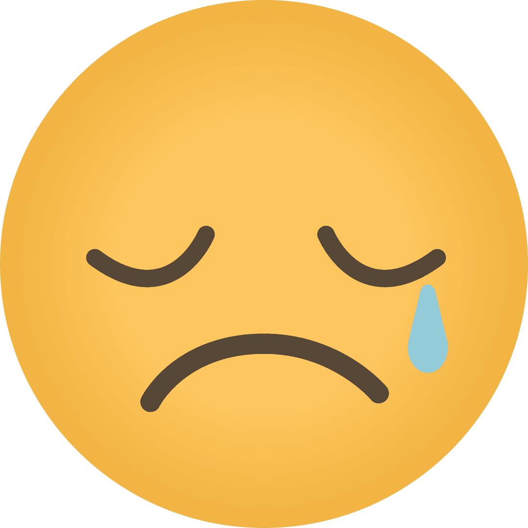 Sad Emoji with Tear on Transparent Background