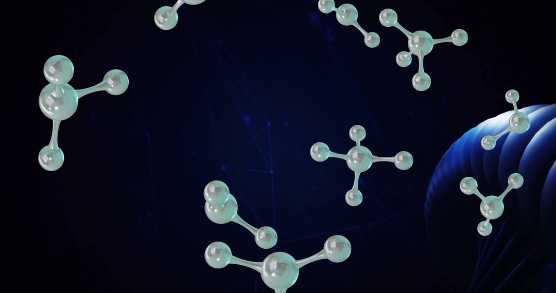 Floating Molecular Structures Amid Digital DNA Interface Art