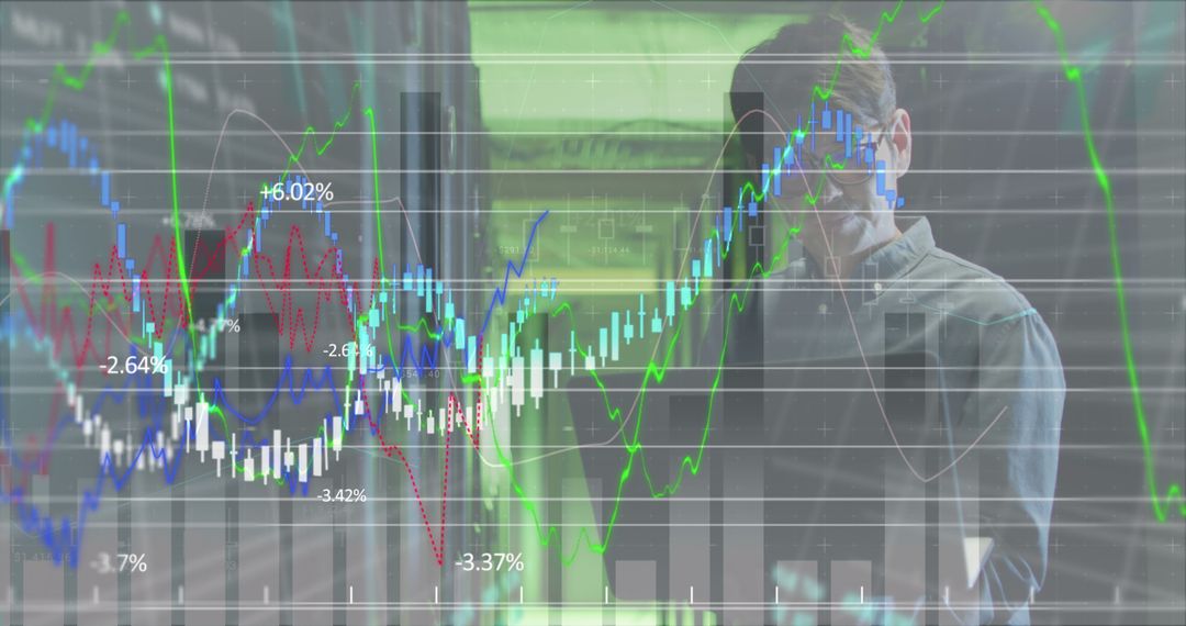 Financial Analyst Studying Stock Market Data on Transparent Screen - Free Images, Stock Photos and Pictures on Pikwizard.com